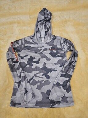 Simms Kidd Grey Camo Hooded Fishing Shirt